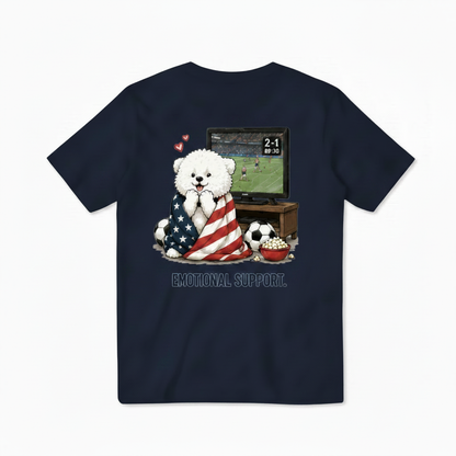 Emotional Support Fluffy Dog Soccer Fan Graphic Tee