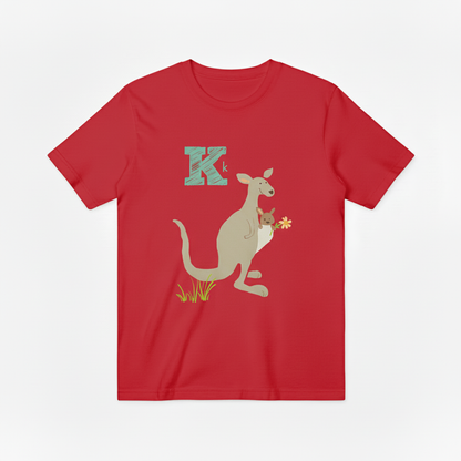 Cute Kangaroo Family Letter K Animal Lover Gift Idea T-Shirt T6007