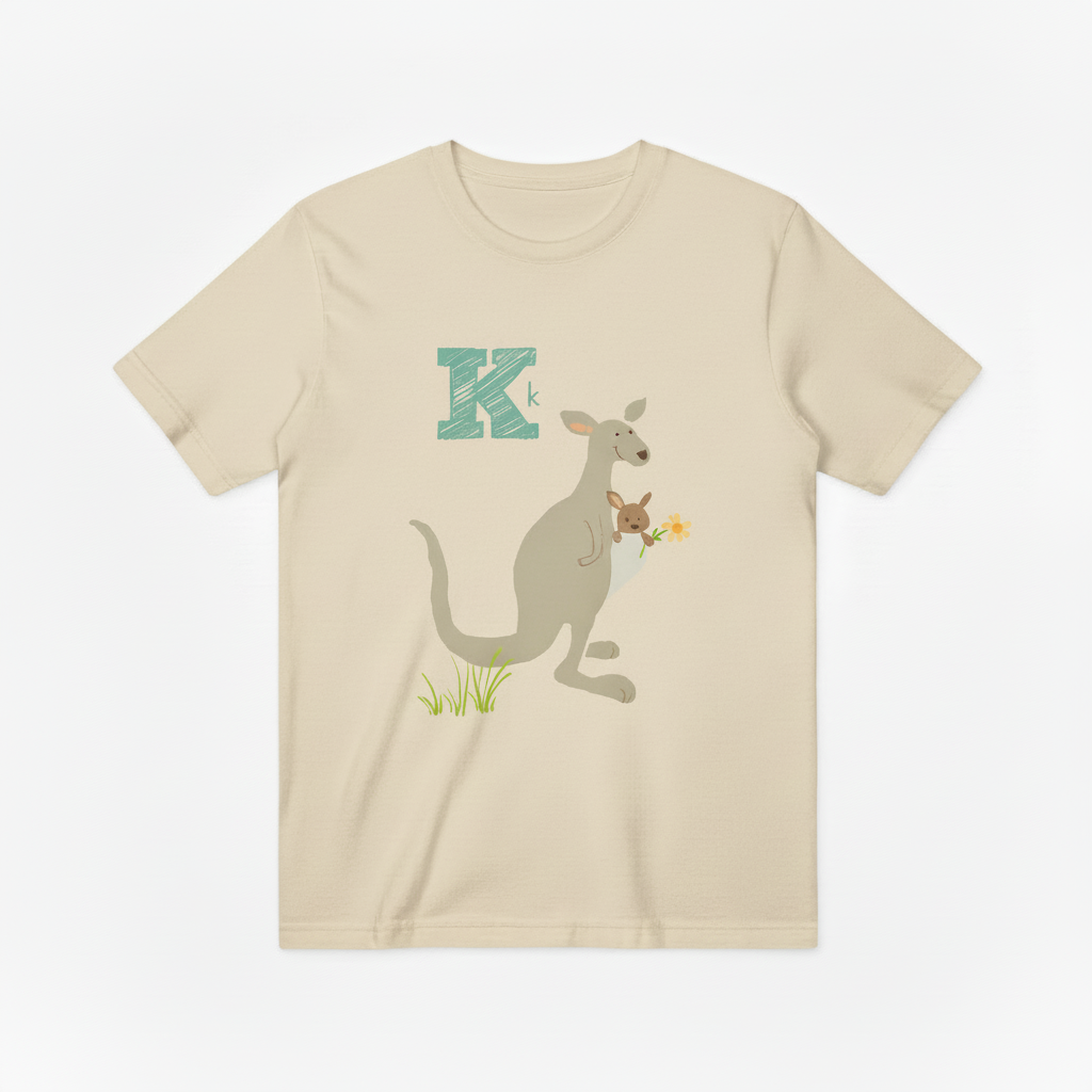 Cute Kangaroo Family Letter K Animal Lover Gift Idea T-Shirt T6007