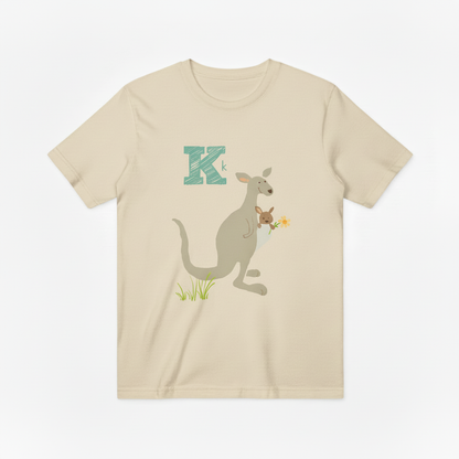 Cute Kangaroo Family Letter K Animal Lover Gift Idea T-Shirt T6007