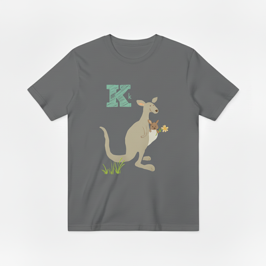 Cute Kangaroo Family Letter K Animal Lover Gift Idea T-Shirt T6007