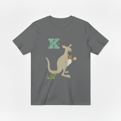 Cute Kangaroo Family Letter K Animal Lover Gift Idea T-Shirt T6007