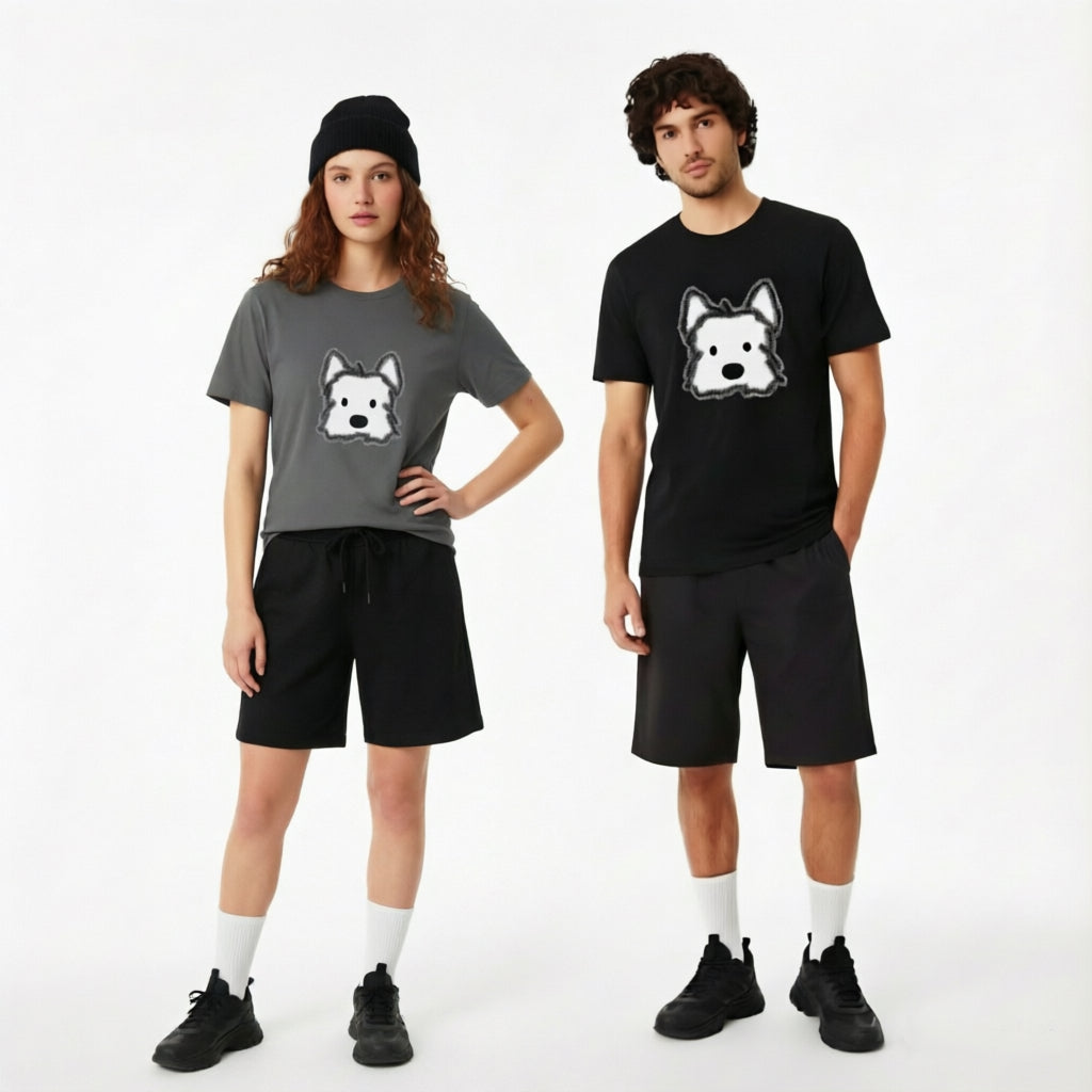 Fluffy Dog Graphic Tee | Minimalist Cute Animal T-Shirt T7005