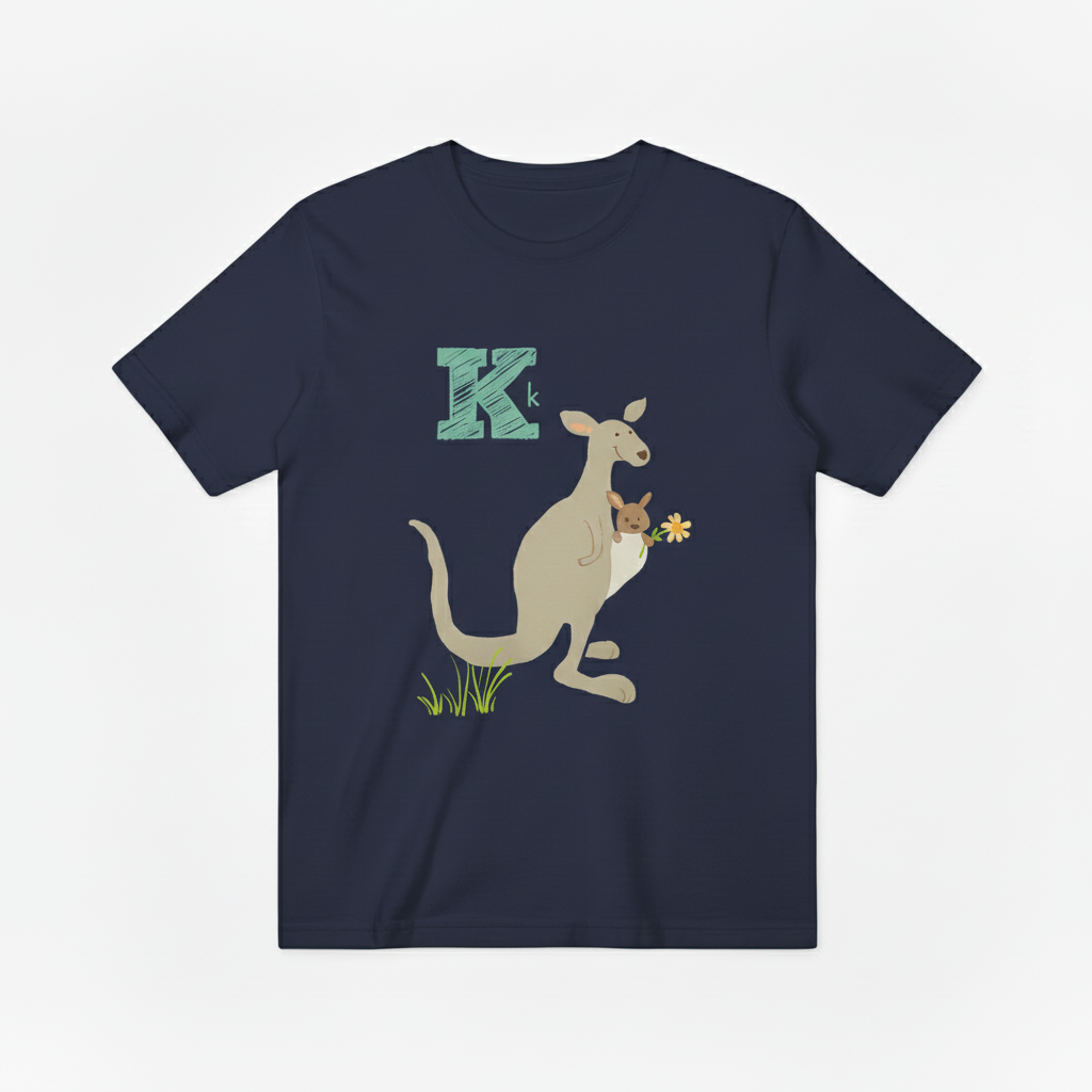 Cute Kangaroo Family Letter K Animal Lover Gift Idea T-Shirt T6007