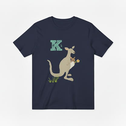 Cute Kangaroo Family Letter K Animal Lover Gift Idea T-Shirt T6007