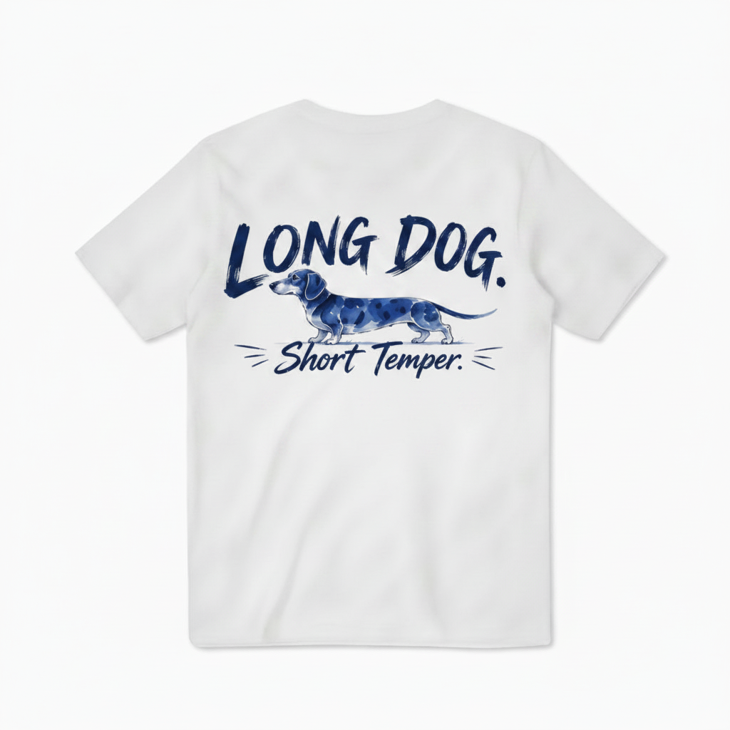 Long Dog Short Temper Dachshund Funny Graphic Tee