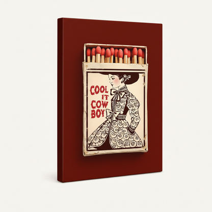 Cool It Cowboy gallery wrapped canvas print shown at angle on white background, no frame