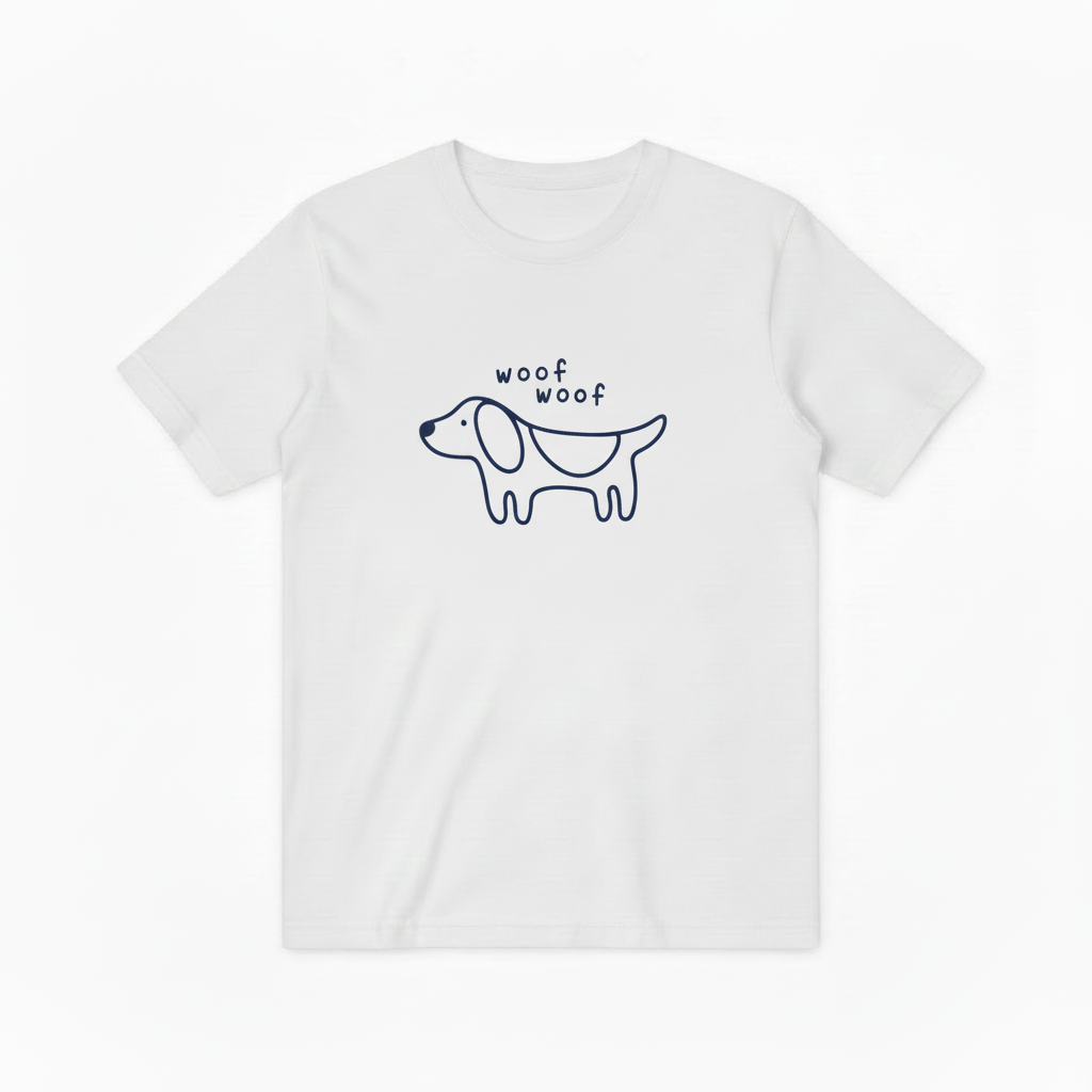 Woof Woof Minimalist Dog Graphic Tee T7088