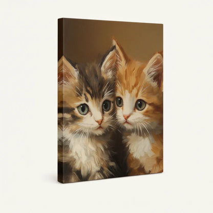 Gallery-wrapped two kittens canvas print shown as standalone product on white background