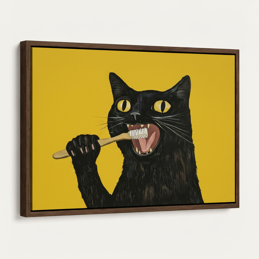 Black cat canvas artwork highlighting a mysterious feline portrait and modern composition