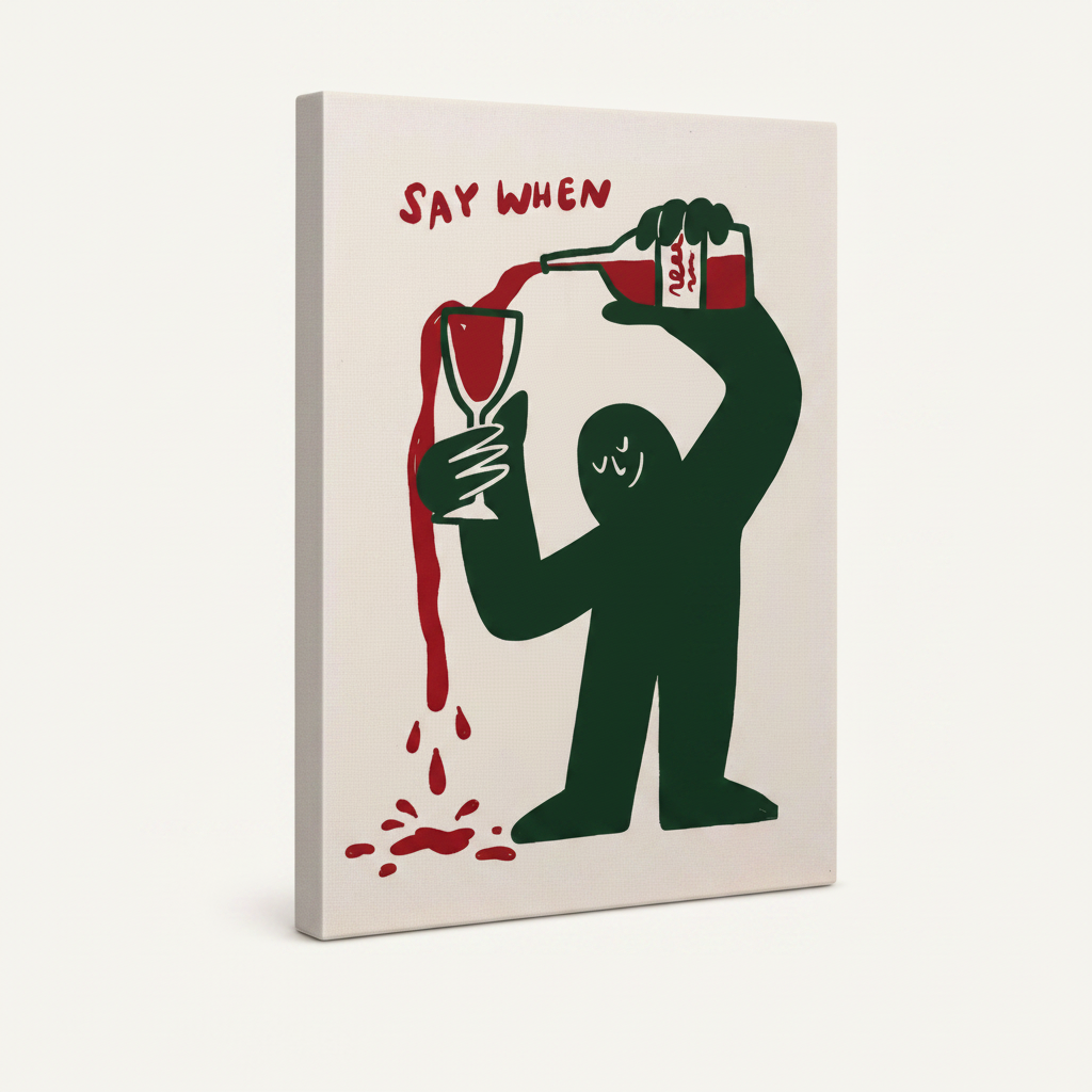 Gallery-wrapped Say When canvas print shown at angle on white background