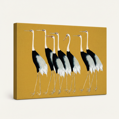 Gallery-wrapped Japanese crane canvas print with thick edge wrap on white background