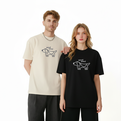 Woof Woof Minimalist Dog Graphic Tee T7088