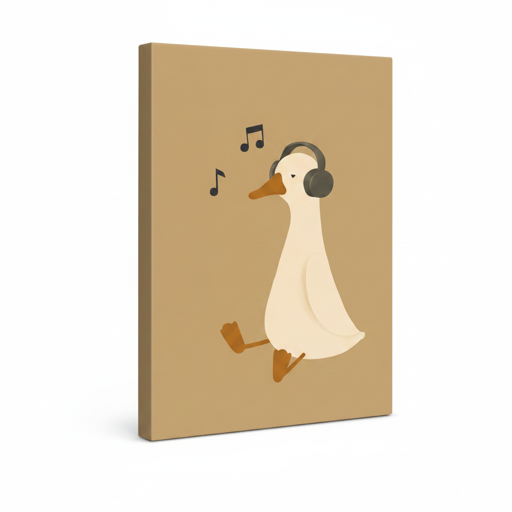 Cute Duck Wall Art Minimalist Music Print