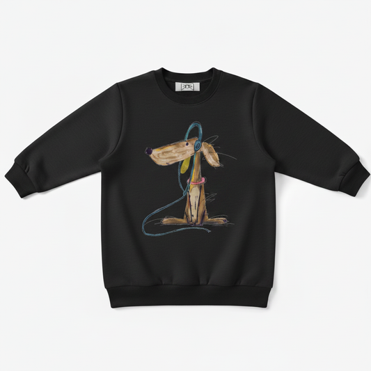 Greyhound Headphones Chalk Sketch Art Crewneck C1138