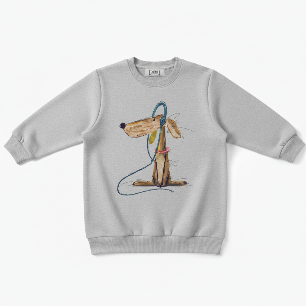 Greyhound Headphones Chalk Sketch Art Crewneck C1138