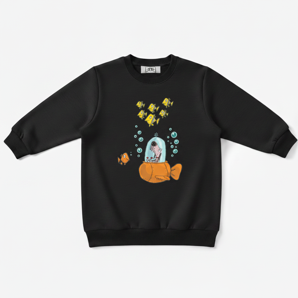 Dog Submarine Fish Adventure Cartoon Crewneck C1142