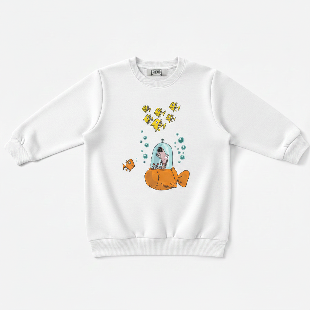 Dog Submarine Fish Adventure Cartoon Crewneck C1142