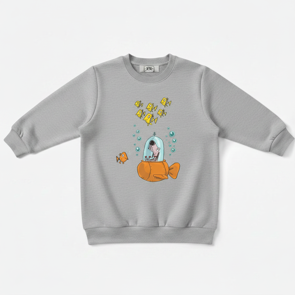 Dog Submarine Fish Adventure Cartoon Crewneck C1142