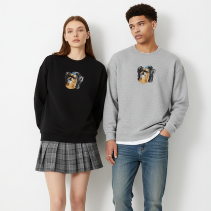 Yorkshire Terrier Blue Bow Pet Lover Crewneck C1024
