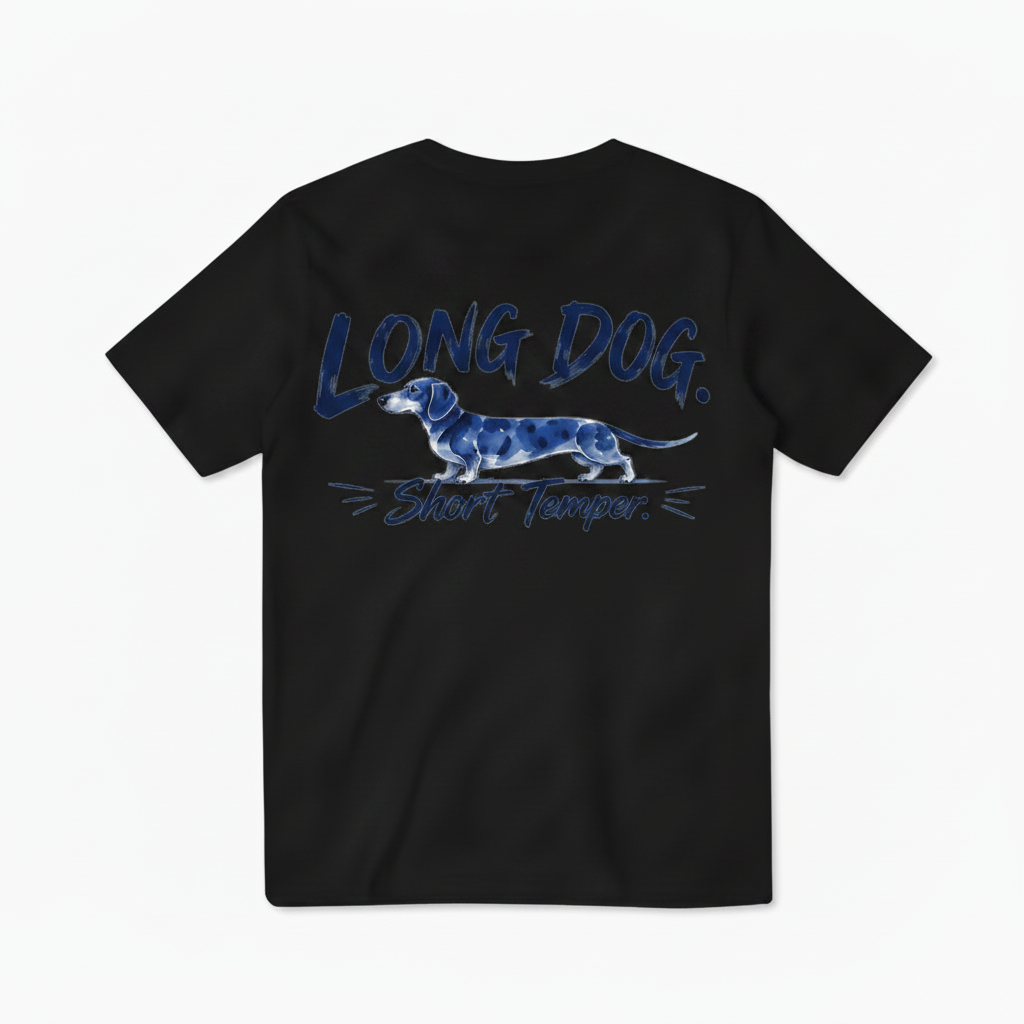 Long Dog Short Temper Dachshund Funny Graphic Tee