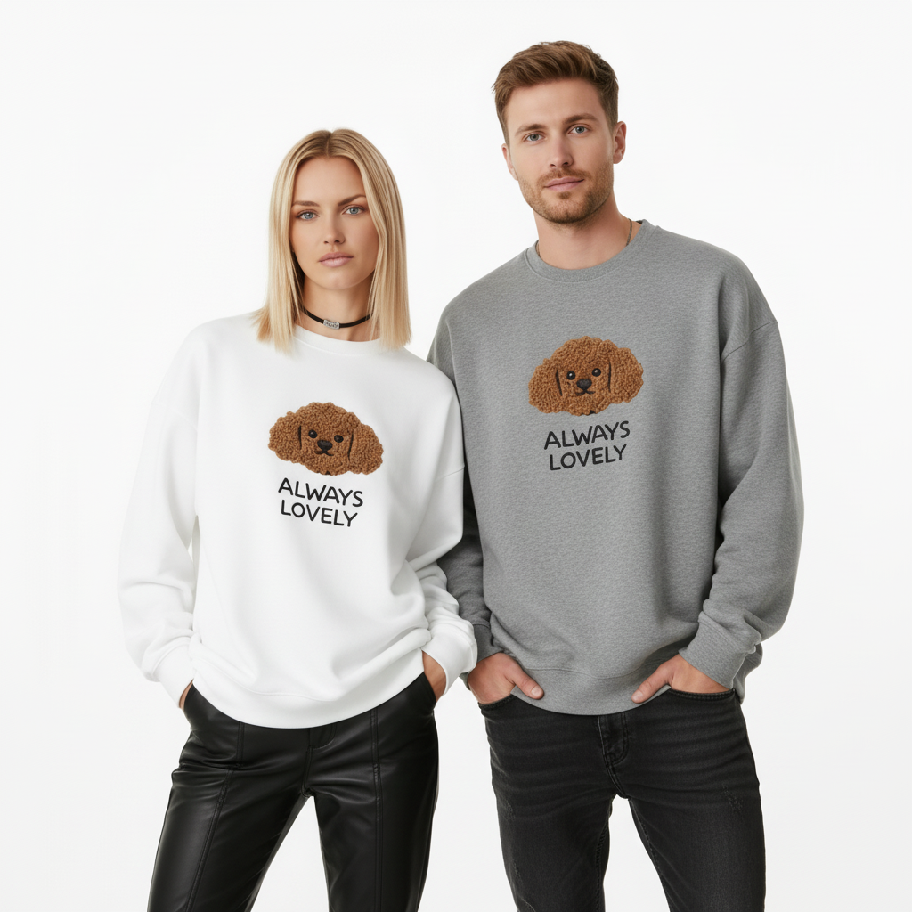 Always Lovely Curly Poodle Pet Lover Crewneck C1025