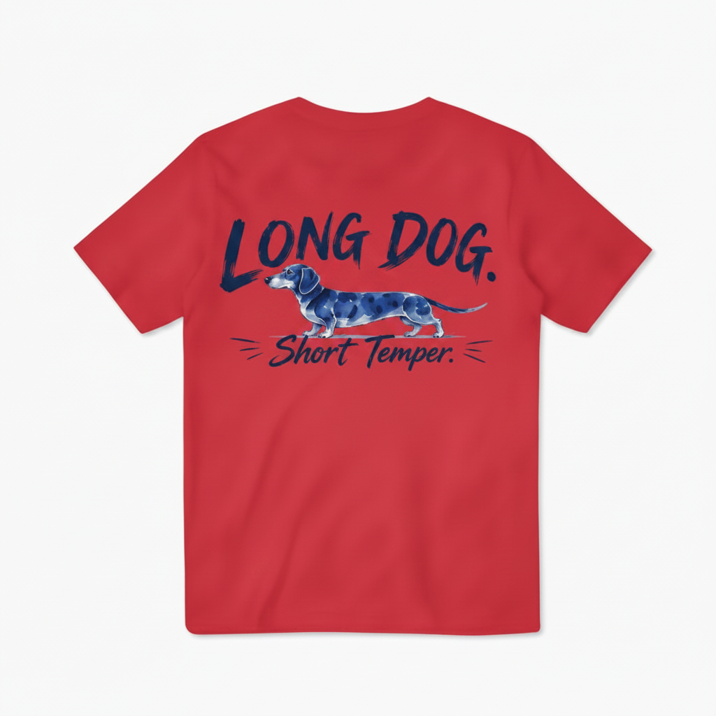 Long Dog Short Temper Dachshund Funny Graphic Tee
