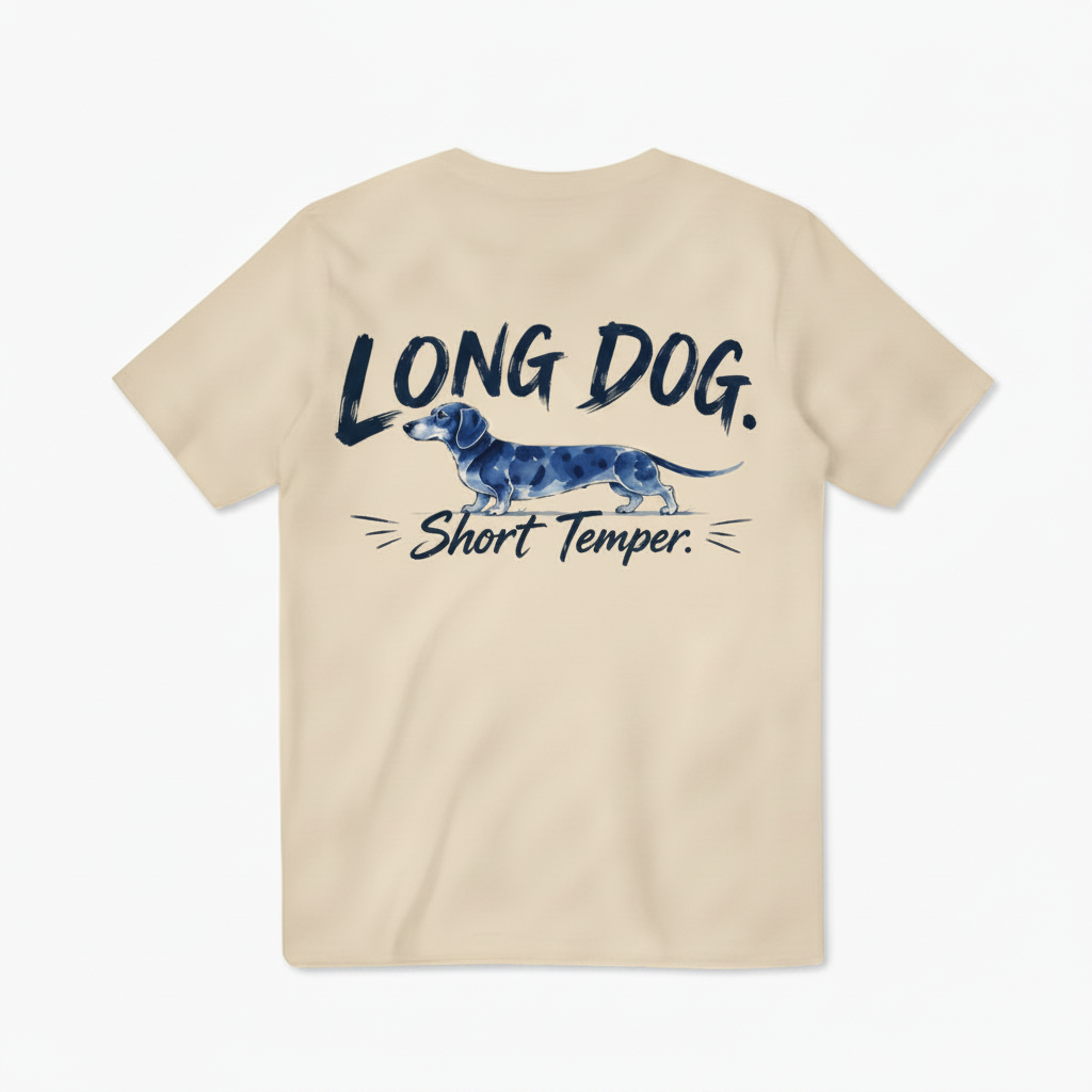Long Dog Short Temper Dachshund Funny Graphic Tee