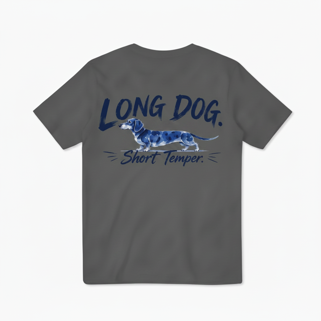 Long Dog Short Temper Dachshund Funny Graphic Tee