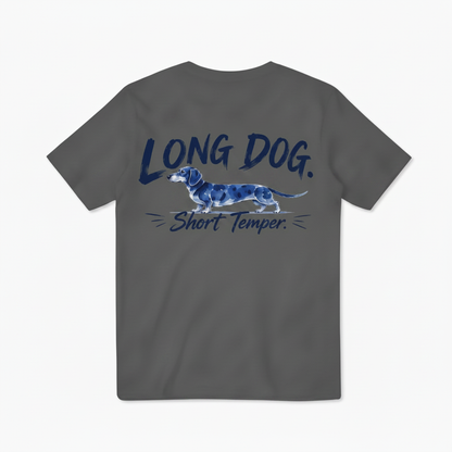 Long Dog Short Temper Dachshund Funny Graphic Tee