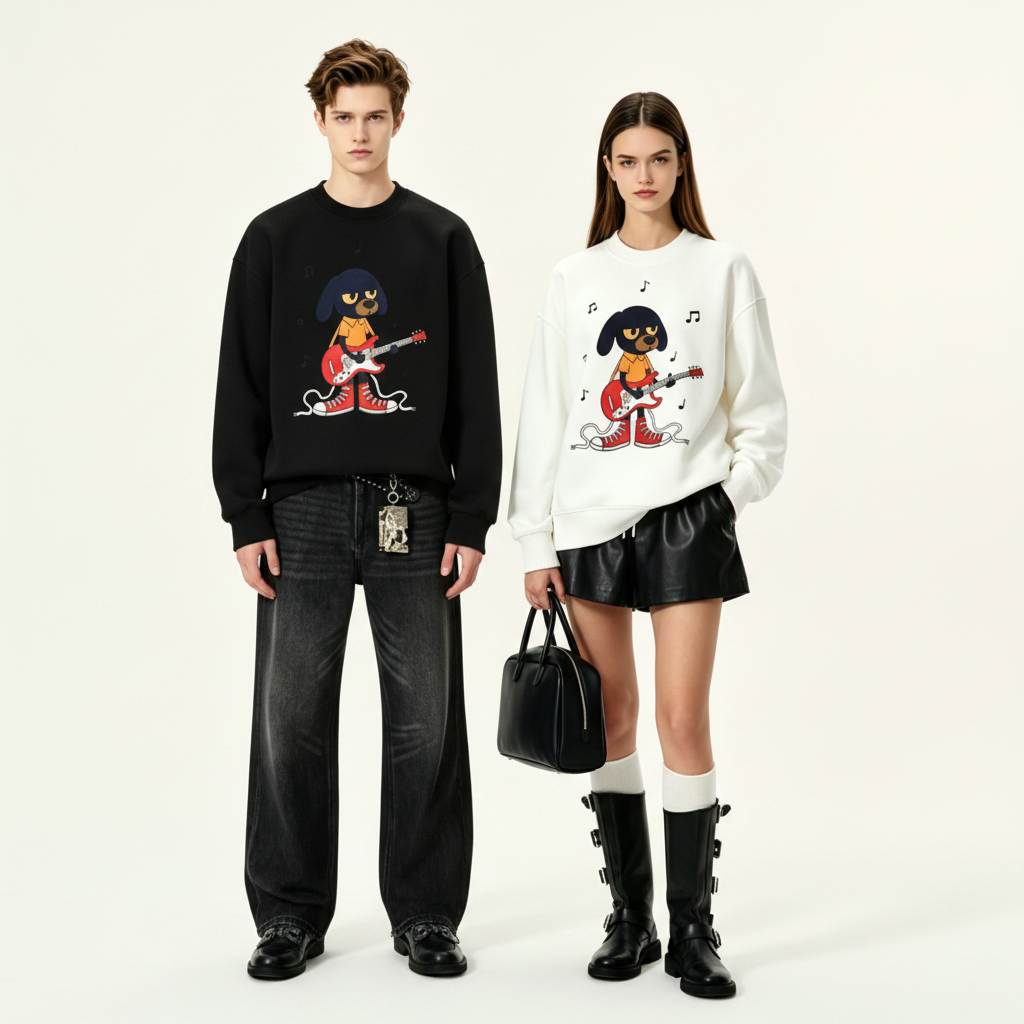 Rock Dog Guitar Street Style Crewneck C1135