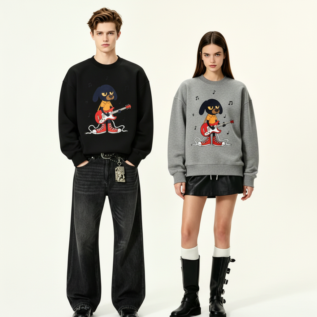 Rock Dog Guitar Street Style Crewneck C1135
