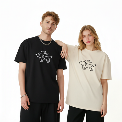 Woof Woof Minimalist Dog Graphic Tee T7088