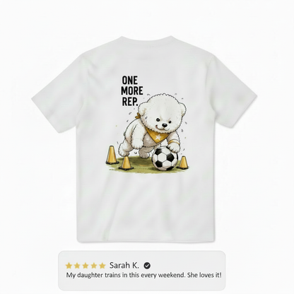 One More Rep Fluffy Dog Soccer Graphic Tee