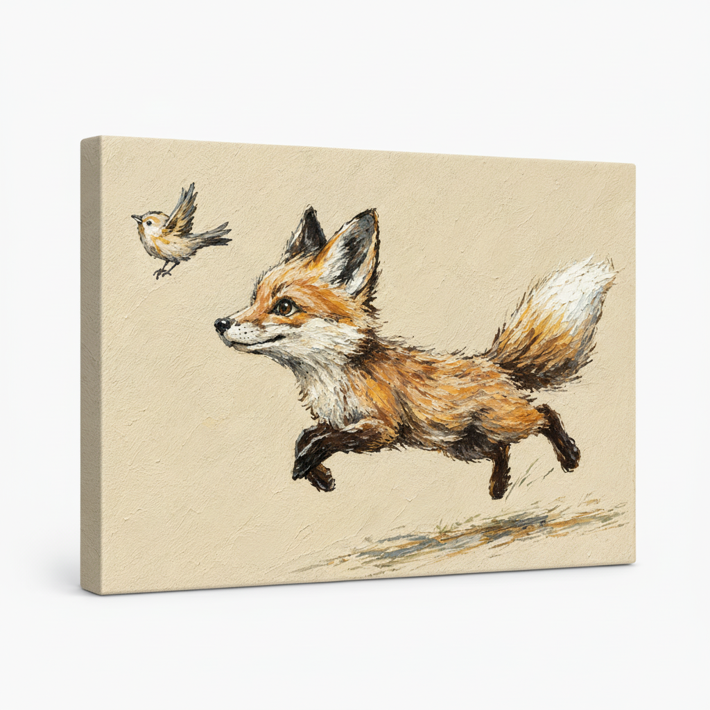 Gallery-wrapped fox canvas print displayed on a clean white background