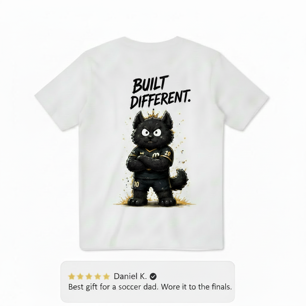 Built Different King Cat Soccer Graphic Tee