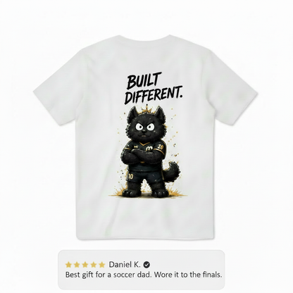 Built Different King Cat Soccer Graphic Tee