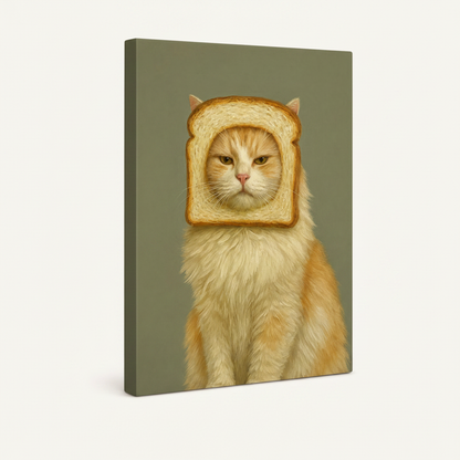 Gallery wrapped canvas wall art funny cat portrait side angle view