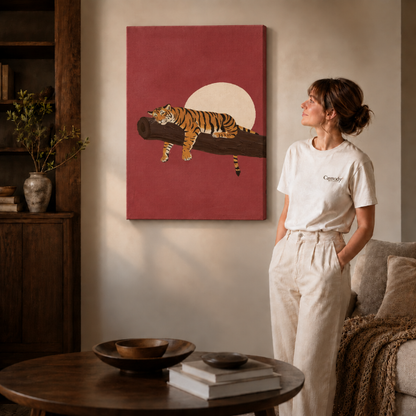 Sleeping Tiger Folk Art Canvas Print C1399