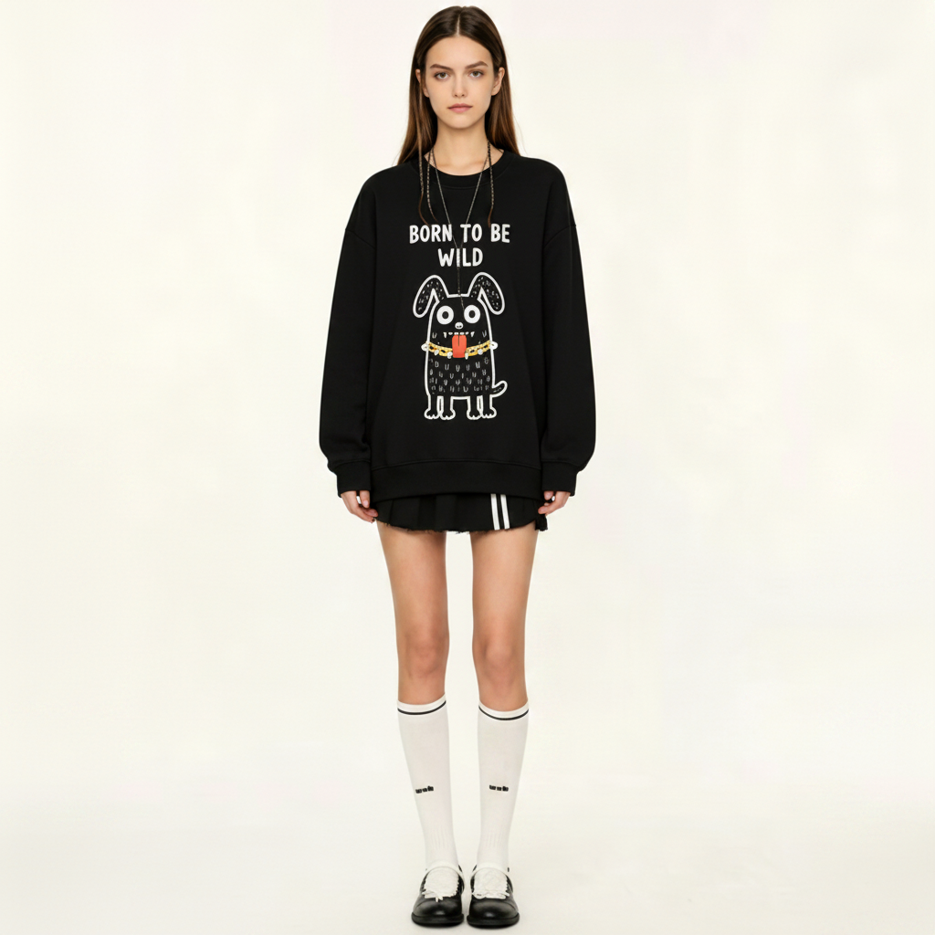 Born To Be Wild Punk Dog Crewneck C1136