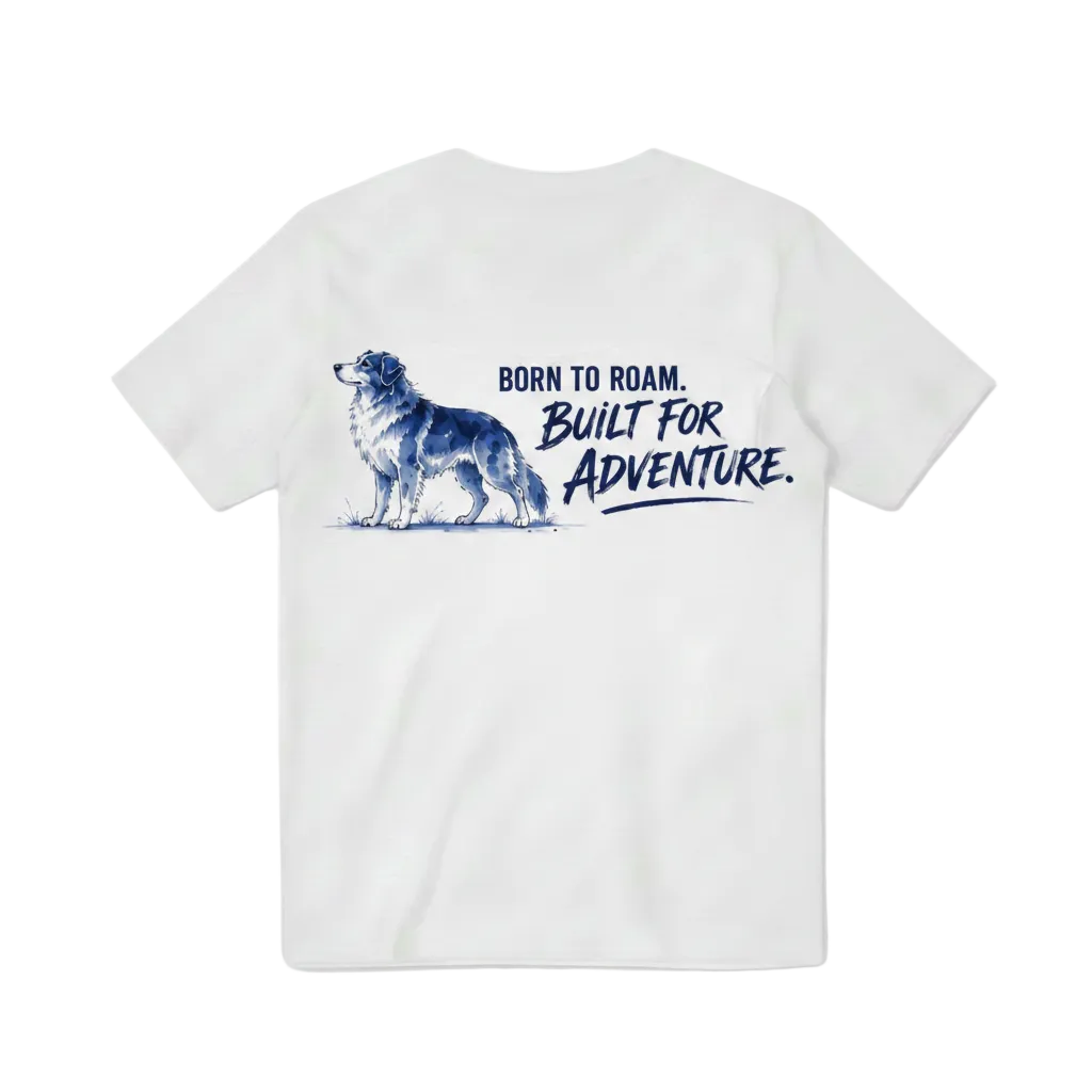 Born to Roam Built for Adventure Aussie Dog Graphic Tee