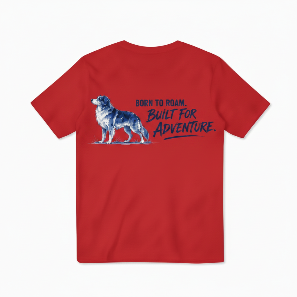 Born to Roam Built for Adventure Aussie Dog Graphic Tee