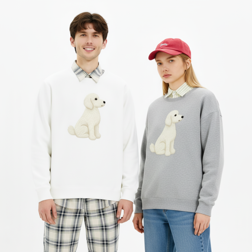 Golden Doodle Sitting Pose Dog Lover Crewneck C1030