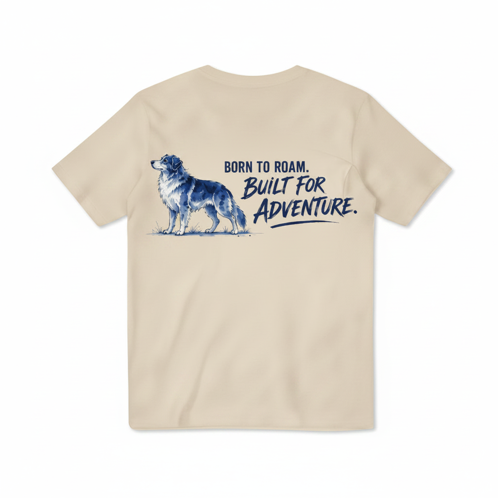 Born to Roam Built for Adventure Aussie Dog Graphic Tee