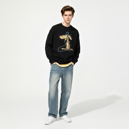 Greyhound Headphones Chalk Sketch Art Crewneck C1138