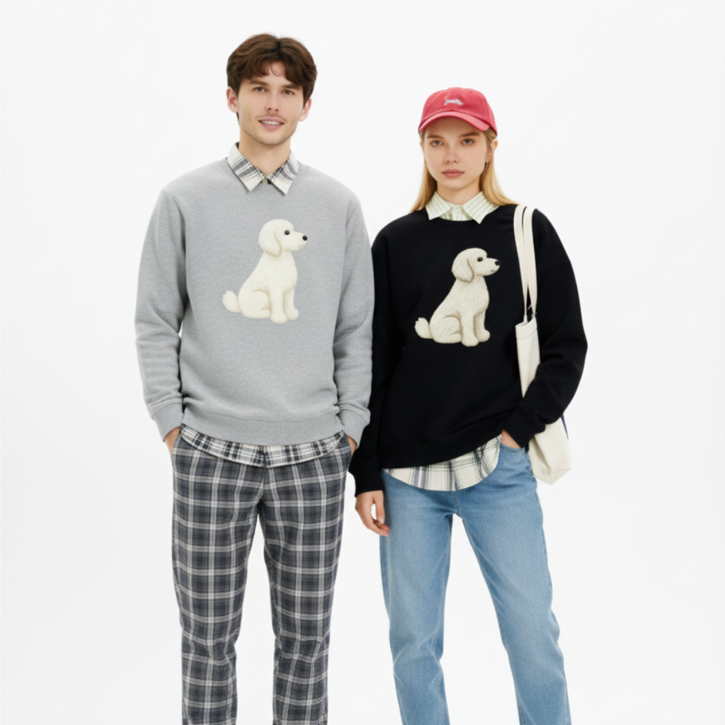 Golden Doodle Sitting Pose Dog Lover Crewneck C1030