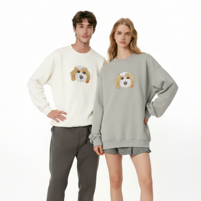 Cute Doodle Dog Face Graphic Crewneck C1031