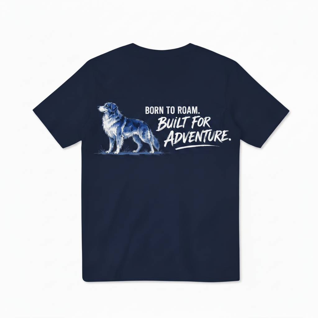 Born to Roam Built for Adventure Aussie Dog Graphic Tee