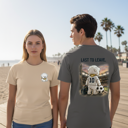 Last to Leave Fluffy Dog Soccer Graphic Tee