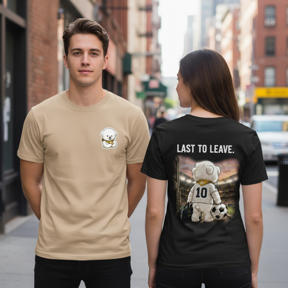 Last to Leave Fluffy Dog Soccer Graphic Tee